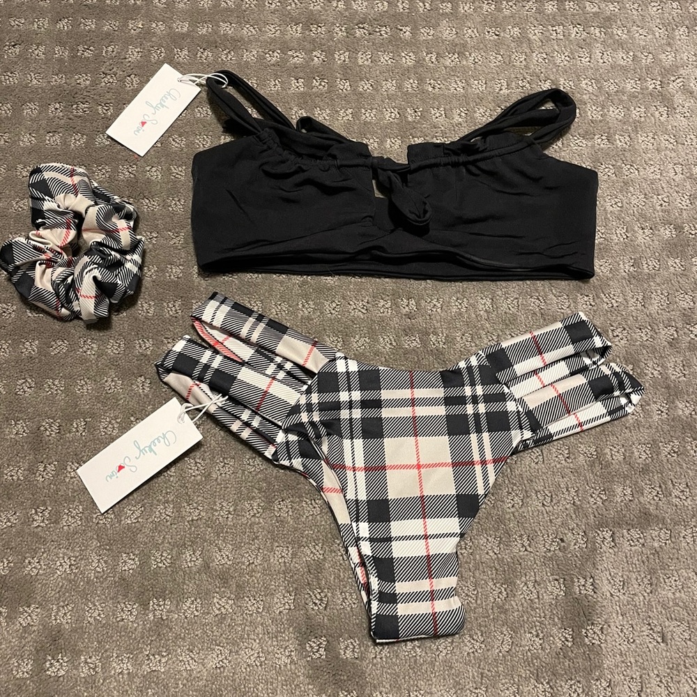 Cheeky Swim Black Top and “as if” Bottoms